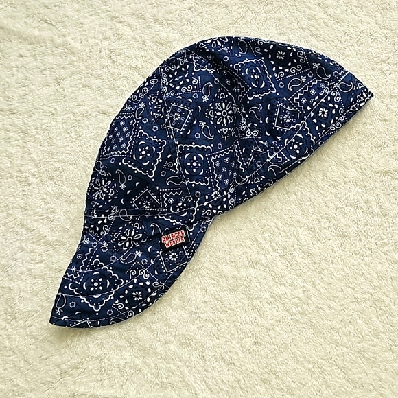 American Worker Welding Cap, Blue, & White, Unisex, New - Picture 5 of 6